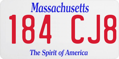MA license plate 184CJ8