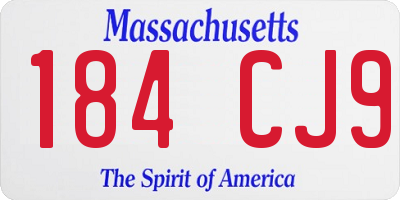 MA license plate 184CJ9