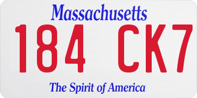 MA license plate 184CK7
