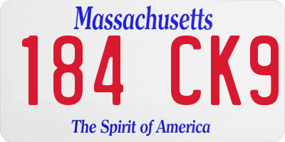 MA license plate 184CK9