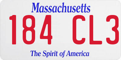 MA license plate 184CL3