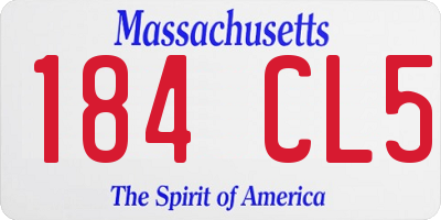 MA license plate 184CL5