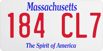 MA license plate 184CL7