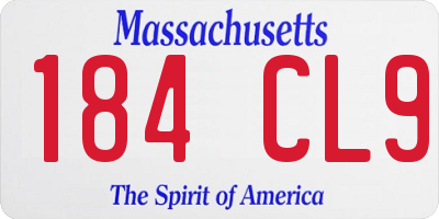 MA license plate 184CL9