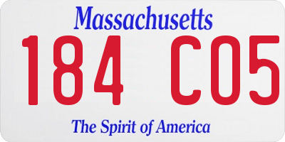 MA license plate 184CO5