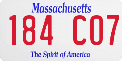 MA license plate 184CO7