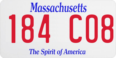 MA license plate 184CO8
