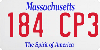 MA license plate 184CP3