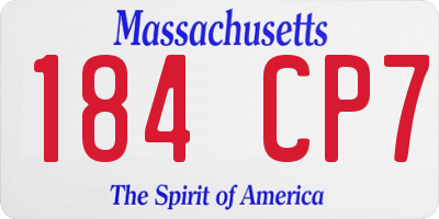 MA license plate 184CP7