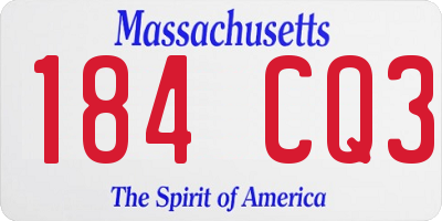 MA license plate 184CQ3
