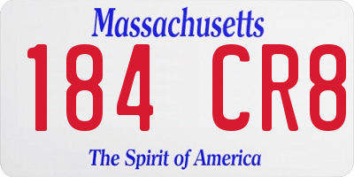MA license plate 184CR8