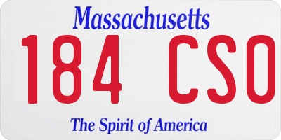 MA license plate 184CS0