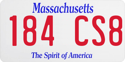 MA license plate 184CS8