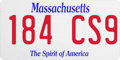 MA license plate 184CS9