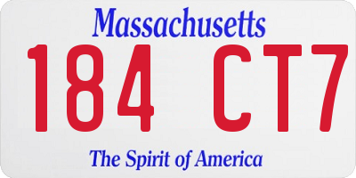 MA license plate 184CT7