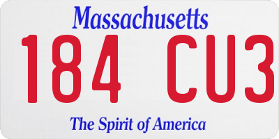 MA license plate 184CU3