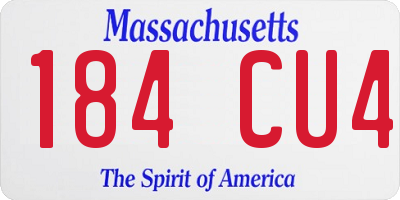 MA license plate 184CU4