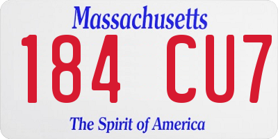 MA license plate 184CU7