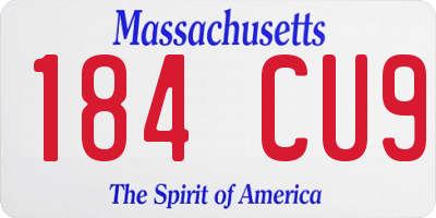 MA license plate 184CU9