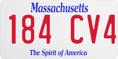 MA license plate 184CV4