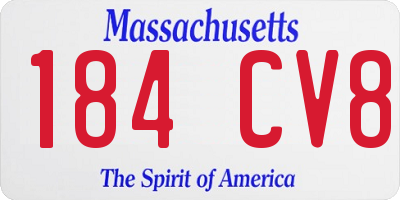 MA license plate 184CV8