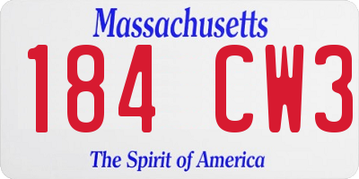 MA license plate 184CW3