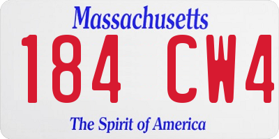 MA license plate 184CW4