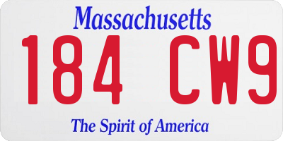 MA license plate 184CW9