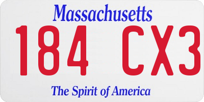 MA license plate 184CX3