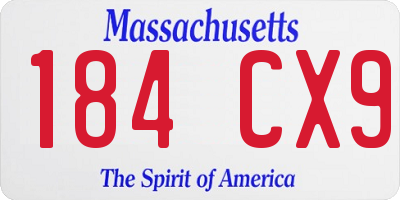 MA license plate 184CX9