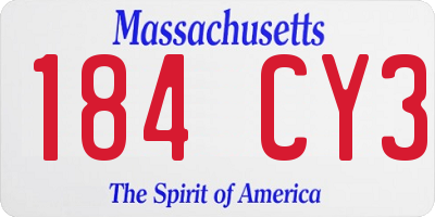 MA license plate 184CY3