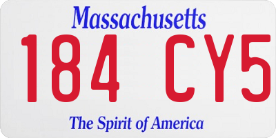 MA license plate 184CY5