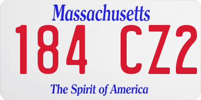 MA license plate 184CZ2