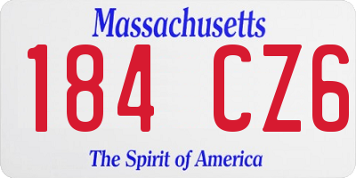 MA license plate 184CZ6