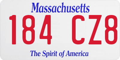 MA license plate 184CZ8