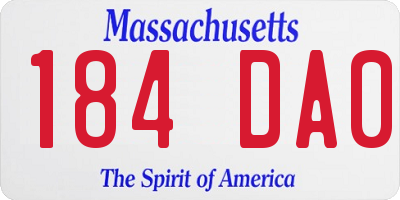 MA license plate 184DA0