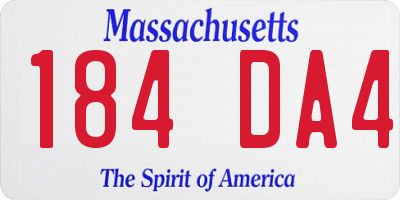 MA license plate 184DA4
