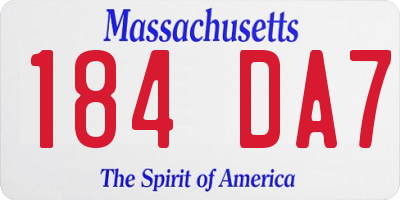 MA license plate 184DA7