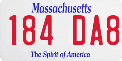 MA license plate 184DA8