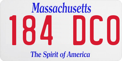 MA license plate 184DC0