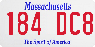 MA license plate 184DC8