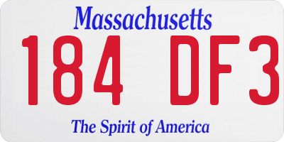 MA license plate 184DF3