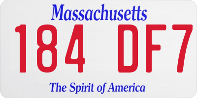 MA license plate 184DF7