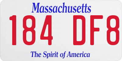 MA license plate 184DF8
