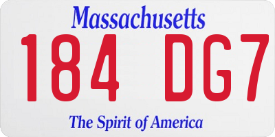 MA license plate 184DG7