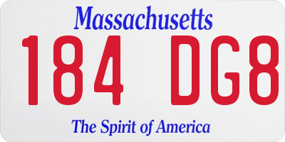 MA license plate 184DG8