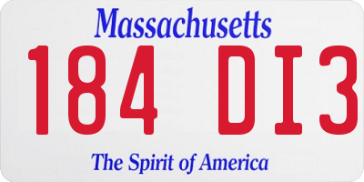 MA license plate 184DI3