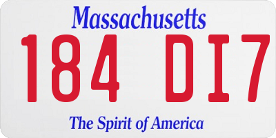 MA license plate 184DI7