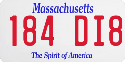 MA license plate 184DI8