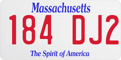 MA license plate 184DJ2